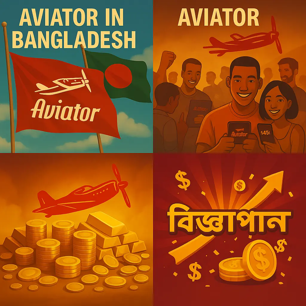 Collage of the Aviator game being played on various mobile devices